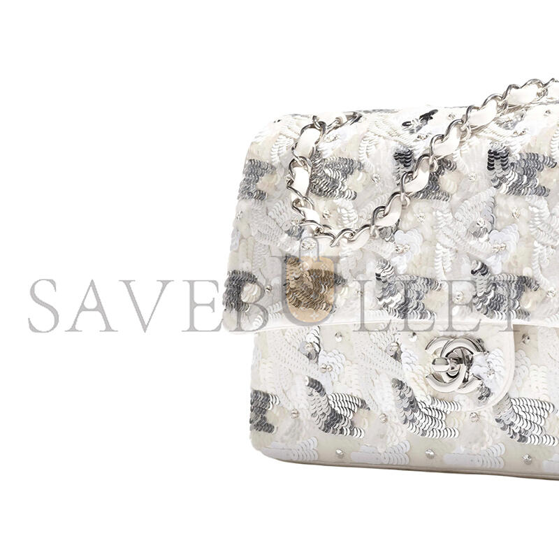 CHANEL 25S 11.12 EMBROIDERED SATIN SEQUIN SHOULDER BAG A01112 (25.5*15.5*6.5cm)